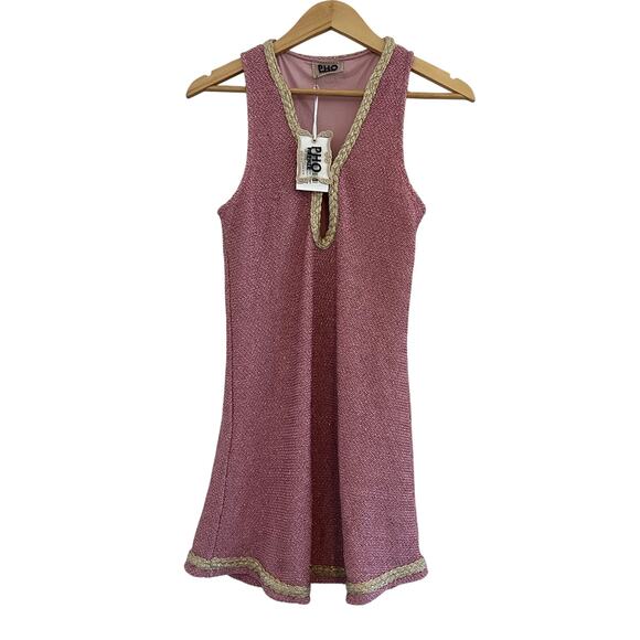 NWT Pho Firenze Knit Mini Dress Womens Medium Fairy Whimsy Event Pink Barbiecore - Picture 1 of 16